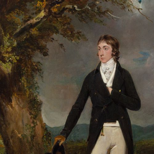EARLY 19THCENTURY ENGLISH SCHOOL PORTRAIT OF A GENTLEMAN IN A LANDSCAPE ANTIQUE OIL PAINTING - ADDITIONAL PHOTO 4