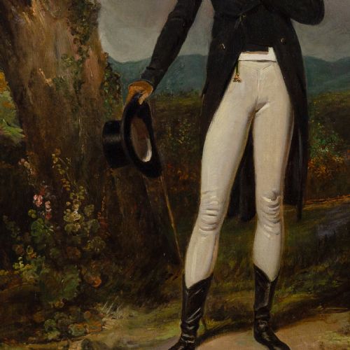 EARLY 19THCENTURY ENGLISH SCHOOL PORTRAIT OF A GENTLEMAN IN A LANDSCAPE ANTIQUE OIL PAINTING - ADDITIONAL PHOTO 6