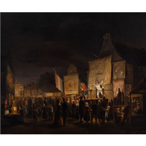 CHRISTOFFEL ALBERTUS VOS THE KERMIS IN AMSTERDAM ANTIQUE OIL PAINTING - ADDITIONAL PHOTO 1