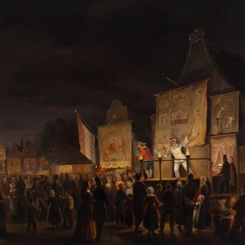 CHRISTOFFEL ALBERTUS VOS THE KERMIS IN AMSTERDAM ANTIQUE OIL PAINTING - ADDITIONAL PHOTO 4