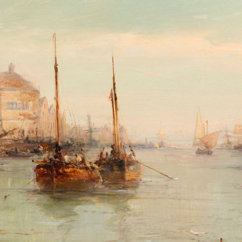 WILLIAM EDWARD WEBB POOLE HARBOUR DORSET ANTIQUE OIL PAINTING - ADDITIONAL PHOTO 5