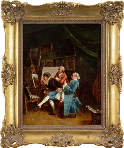 henri van wyk the amateur painters antique oil painting - CATEGORY: ANTIQUE ART - DATED 1860