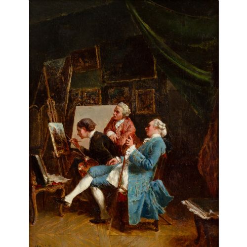 HENRI VAN WYK THE AMATEUR PAINTERS ANTIQUE OIL PAINTING - ADDITIONAL PHOTO 1