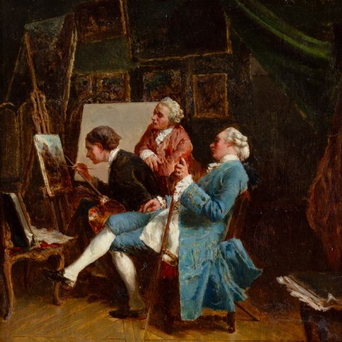 HENRI VAN WYK THE AMATEUR PAINTERS ANTIQUE OIL PAINTING - ADDITIONAL PHOTO 3