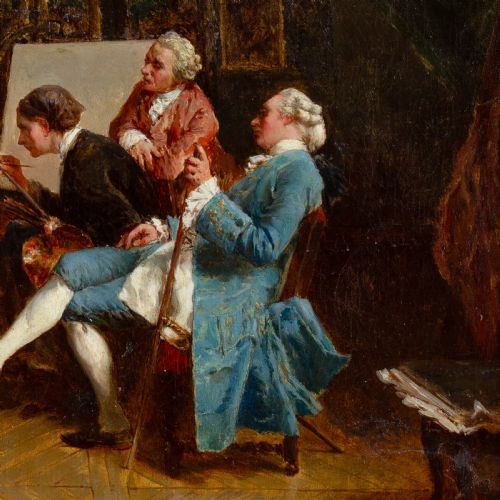 HENRI VAN WYK THE AMATEUR PAINTERS ANTIQUE OIL PAINTING - ADDITIONAL PHOTO 4
