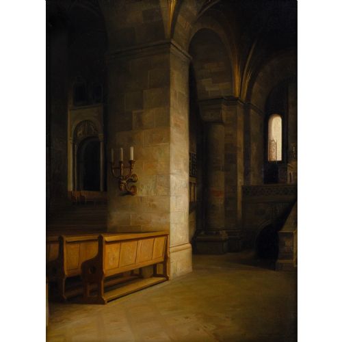 fig 1. Christian Tilemann-Petersen, Lund Cathedral - Antique Oil Painting