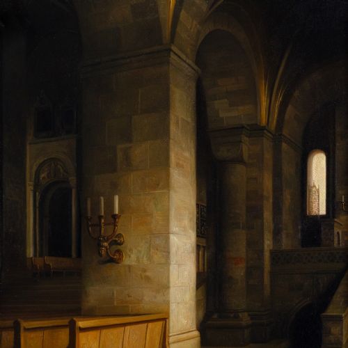 fig 4. Christian Tilemann-Petersen, Lund Cathedral - Antique Oil Painting