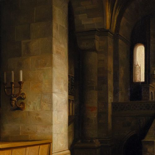 fig 5. Christian Tilemann-Petersen, Lund Cathedral - Antique Oil Painting