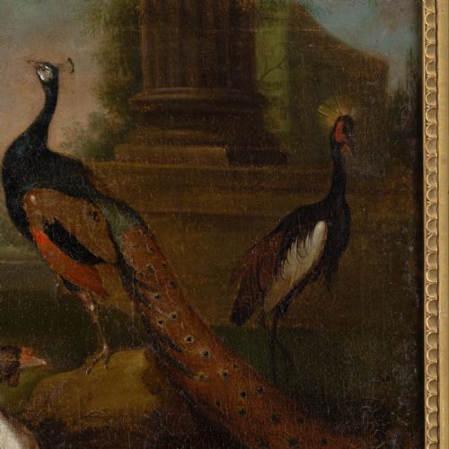 TOBIAS STRANOVER CIRCLE EXOTIC BIRDS IN AN ARCADIAN LANDSCAPE ANTIQUE OIL PAINTING - ADDITIONAL PHOTO 3