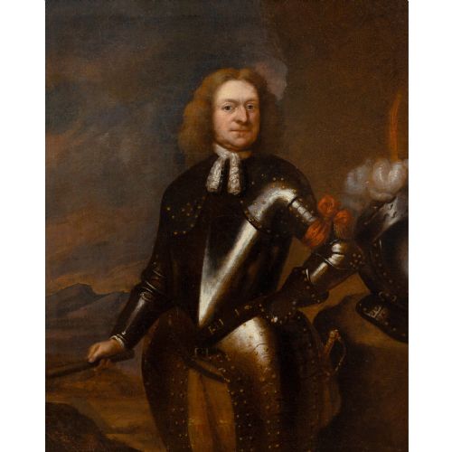PHILIPPUS VILAIN PORTRAIT OF A GENTLEMAN IN ARMOUR ANTIQUE OIL PAINTING - ADDITIONAL PHOTO 1