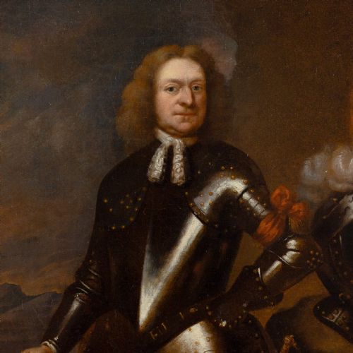 PHILIPPUS VILAIN PORTRAIT OF A GENTLEMAN IN ARMOUR ANTIQUE OIL PAINTING - ADDITIONAL PHOTO 4