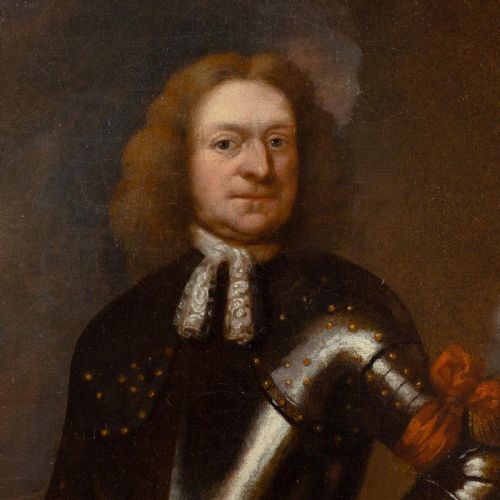 PHILIPPUS VILAIN PORTRAIT OF A GENTLEMAN IN ARMOUR ANTIQUE OIL PAINTING - ADDITIONAL PHOTO 5