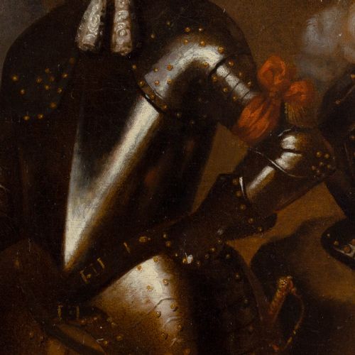 PHILIPPUS VILAIN PORTRAIT OF A GENTLEMAN IN ARMOUR ANTIQUE OIL PAINTING - ADDITIONAL PHOTO 6