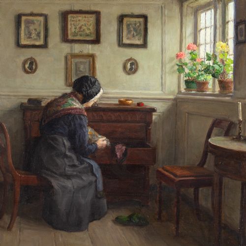 VALDEMAR MAGAARD A QUIET MORNING OIL PAINTING - ADDITIONAL PHOTO 1
