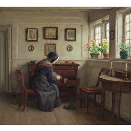 VALDEMAR MAGAARD A QUIET MORNING OIL PAINTING - ADDITIONAL PHOTO 2