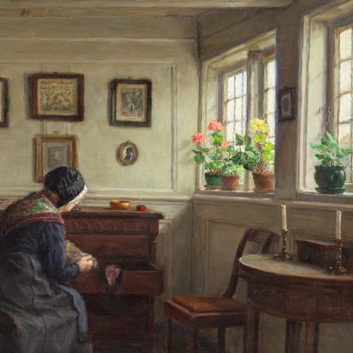 VALDEMAR MAGAARD A QUIET MORNING OIL PAINTING - ADDITIONAL PHOTO 3