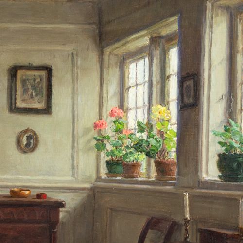 VALDEMAR MAGAARD A QUIET MORNING OIL PAINTING - ADDITIONAL PHOTO 4