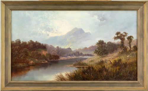 SIDNEY YATES JOHNSON BEN NEVIS FROM THE RIVER ANTIQUE OIL PAINTING