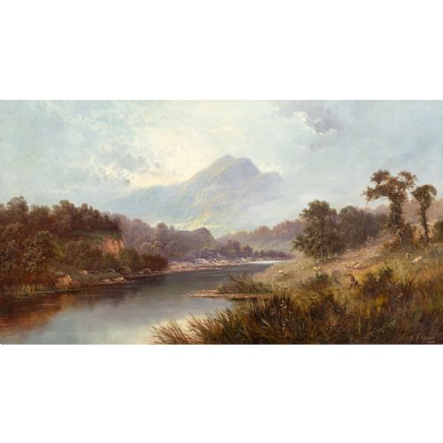 SIDNEY YATES JOHNSON BEN NEVIS FROM THE RIVER ANTIQUE OIL PAINTING - ADDITIONAL PHOTO 1