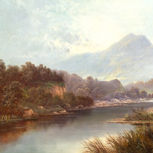 SIDNEY YATES JOHNSON BEN NEVIS FROM THE RIVER ANTIQUE OIL PAINTING - ADDITIONAL PHOTO 2