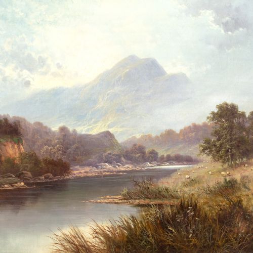 SIDNEY YATES JOHNSON BEN NEVIS FROM THE RIVER ANTIQUE OIL PAINTING - ADDITIONAL PHOTO 4