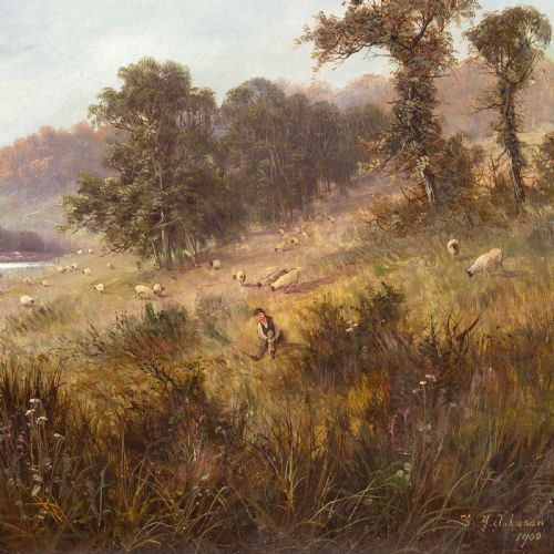 SIDNEY YATES JOHNSON BEN NEVIS FROM THE RIVER ANTIQUE OIL PAINTING - ADDITIONAL PHOTO 6