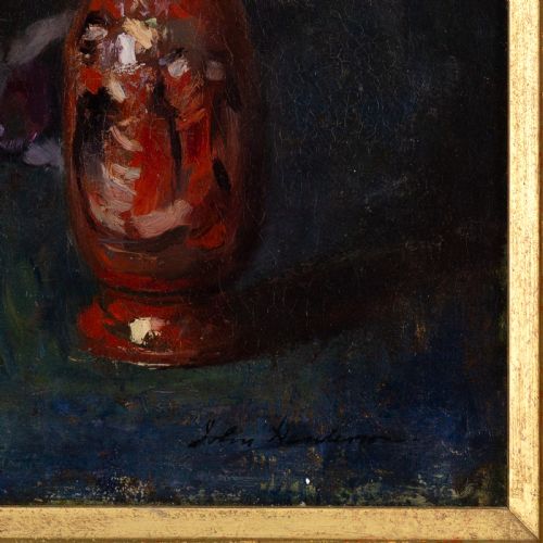 JOHN HENDERSON STILL LIFE WITH ORCHIDS ANTIQUE OIL PAINTING - ADDITIONAL PHOTO 6