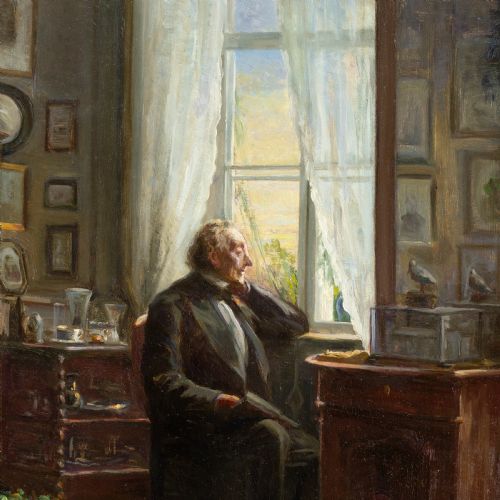 EMILIE CHRISTENSEN HANS CHRISTIAN ANDERSEN IN HIS STUDY ANTIQUE OIL PAINTING - ADDITIONAL PHOTO 4