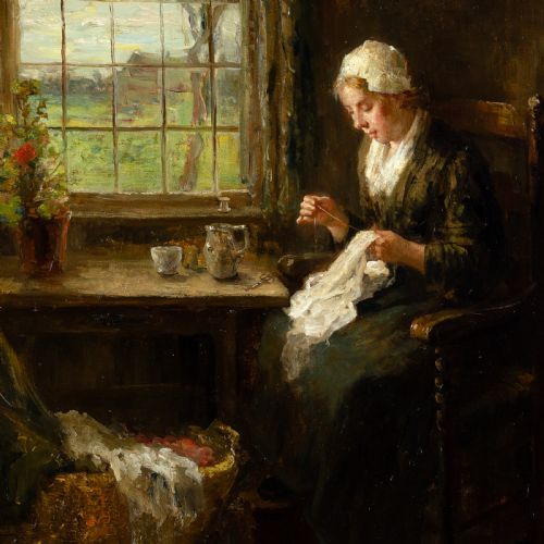 BERNARD DE HOOG A QUIET HOUR ANTIQUE OIL PAINTING - ADDITIONAL PHOTO 3