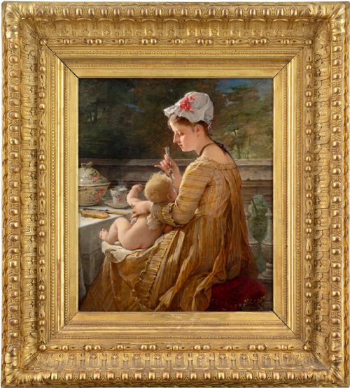 Adelaïde Salles-wagner, Mealtime - Antique Oil Painting
