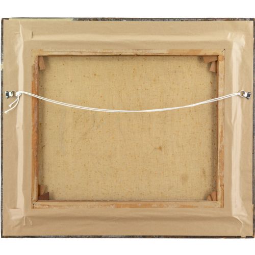fig 6. An impressionist oil painting depicting sailboats on calm waters at Kyle of Lochalsh, encased in an ornate swept giltwood frame.