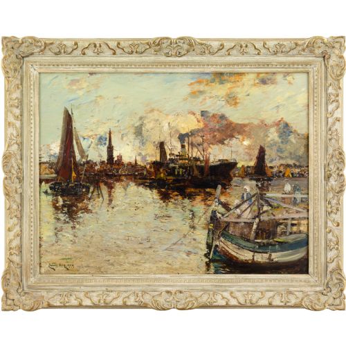 James Kay Rsw, Close of a Peaceful Day, Antwerp - Antique Oil Painting