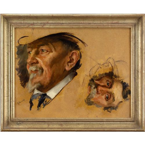 Robert Heinrich, Portrait Studies - Antique Oil Painting