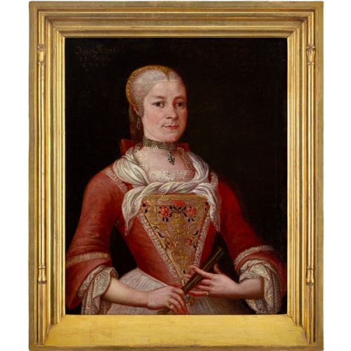 Mid-18th-century Bavarian School, Portrait of a Lady - Antique Oil Painting