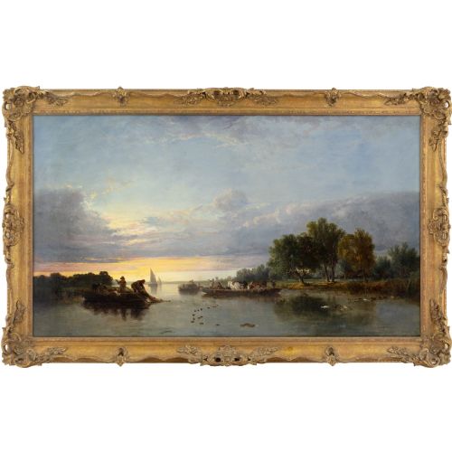Edward Williams, on the Thames - Antique Oil Painting