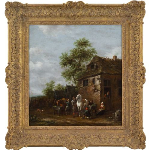 Barent Gael, Travellers at a Roadside Stopping Place - Antique Oil Painting