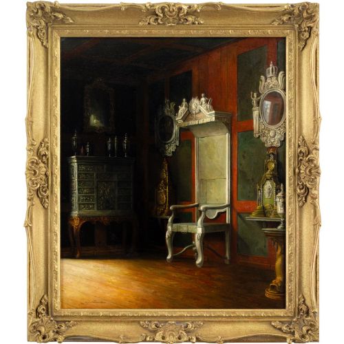 Christian Tilemann-petersen, Interior, Rosenborg Slot - Antique Oil Painting