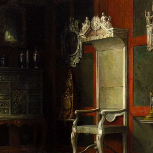 fig 2. Christian Tilemann-Petersen, Interior, Rosenborg Slot - Antique Oil Painting