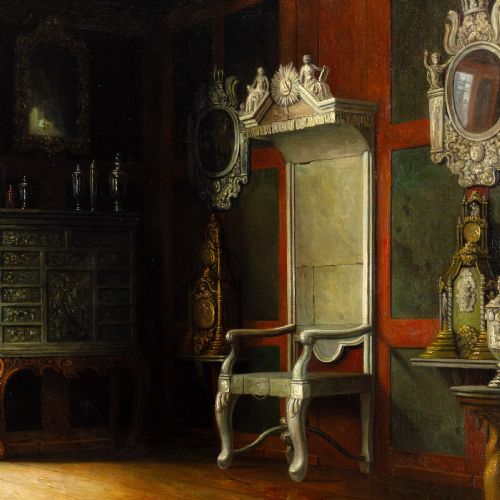 fig 3. Christian Tilemann-Petersen, Interior, Rosenborg Slot - Antique Oil Painting