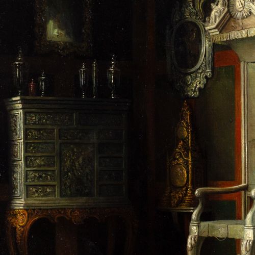 fig 4. Christian Tilemann-Petersen, Interior, Rosenborg Slot - Antique Oil Painting