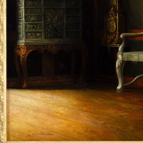 fig 5. Christian Tilemann-Petersen, Interior, Rosenborg Slot - Antique Oil Painting