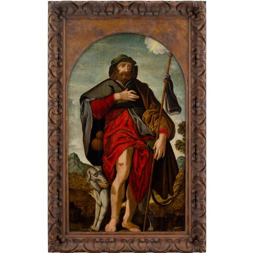 Late 16th-century Spanish School, Saint Roch as Pilgrim-healer - Antique Oil Painting