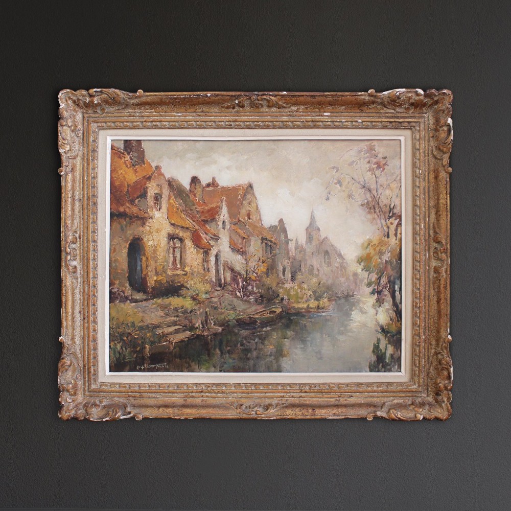 Alfred Van Neste, Petit Canal, Original Impressionistic Painting, Belgium