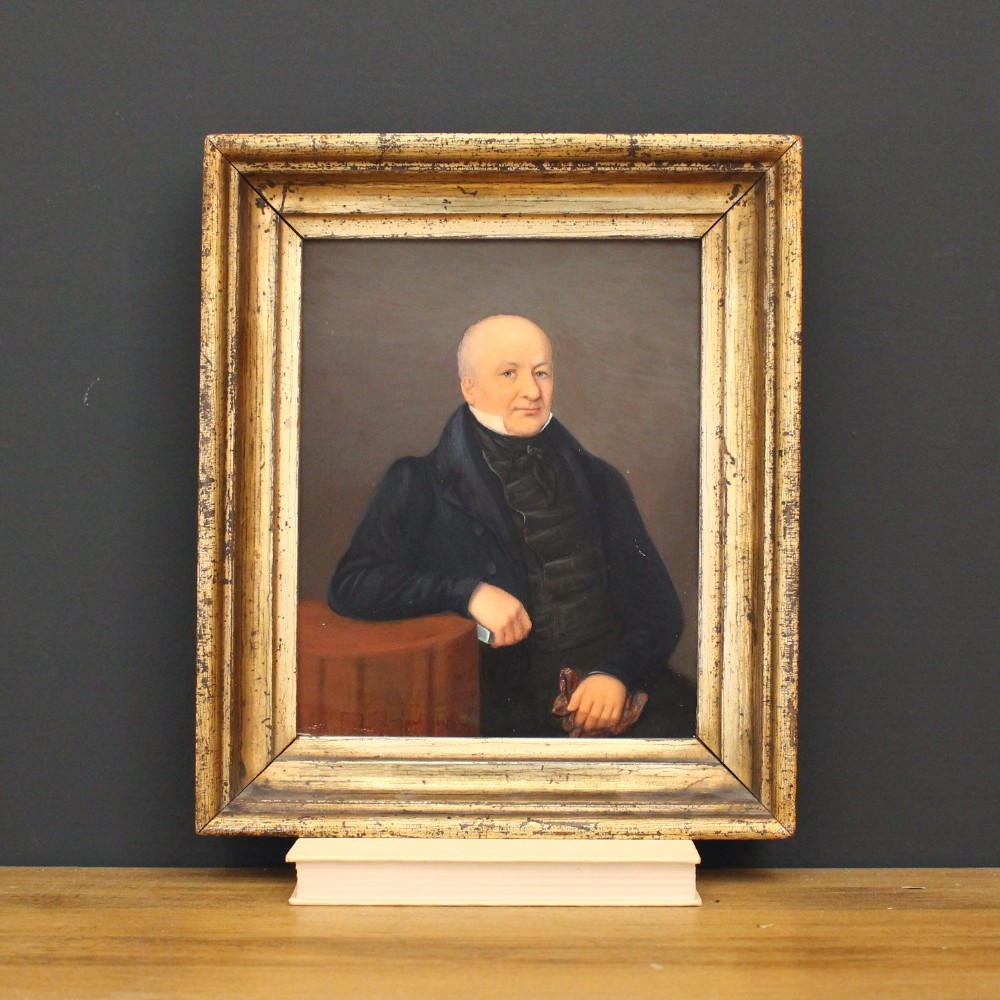 Portrait Of A Gentleman, Parisian Provenance, Small Antique Painting