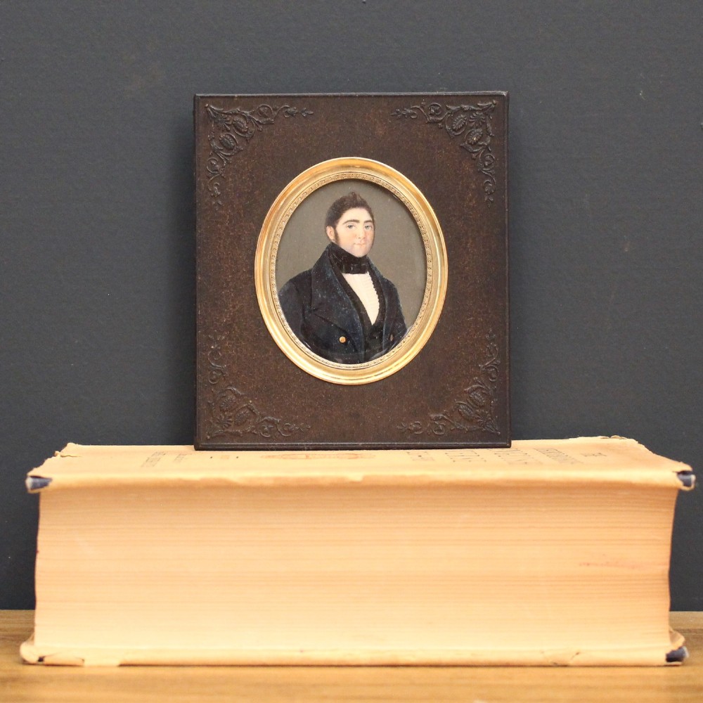 Portrait Miniature Of An Early-Victorian Gentleman, Original Vintage Painting