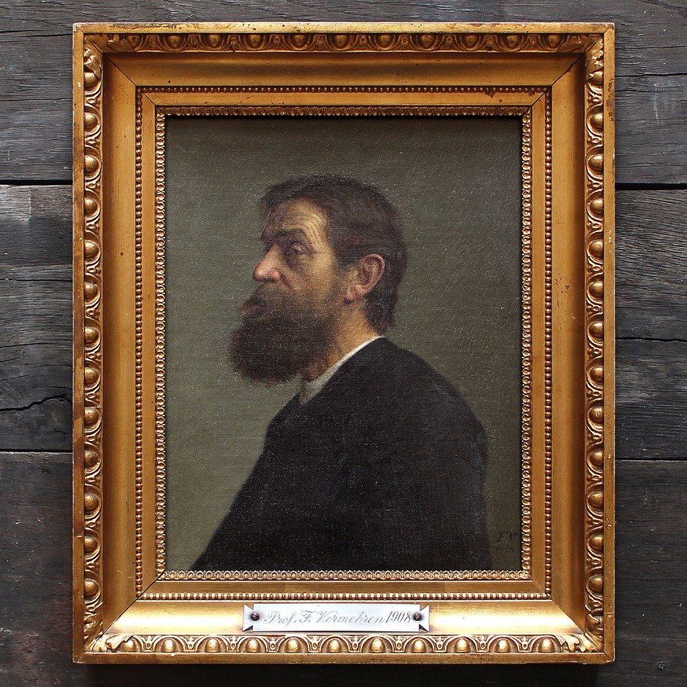 Frederik Vermehren, Portrait Of A Bearded Gentleman, Antique Oil Painting