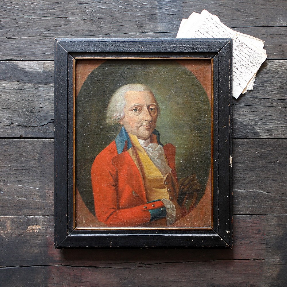 Portrait Of Admiral Frederik Christian Kaas, Antique Oil Painting