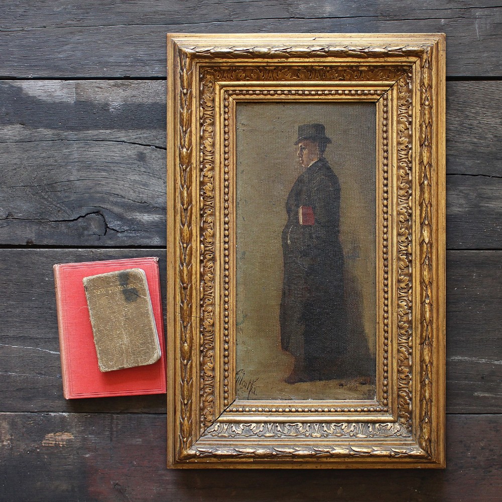 Édouard John Mentha, Study Of A Gentleman, Antique Oil Painting, Portrait