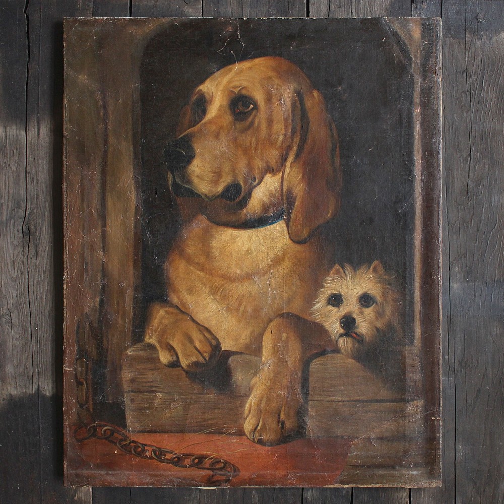 After Sir Edwin Landseer, Dignity & Impudence, Antique English Oil Painting, Dogs, Victorian