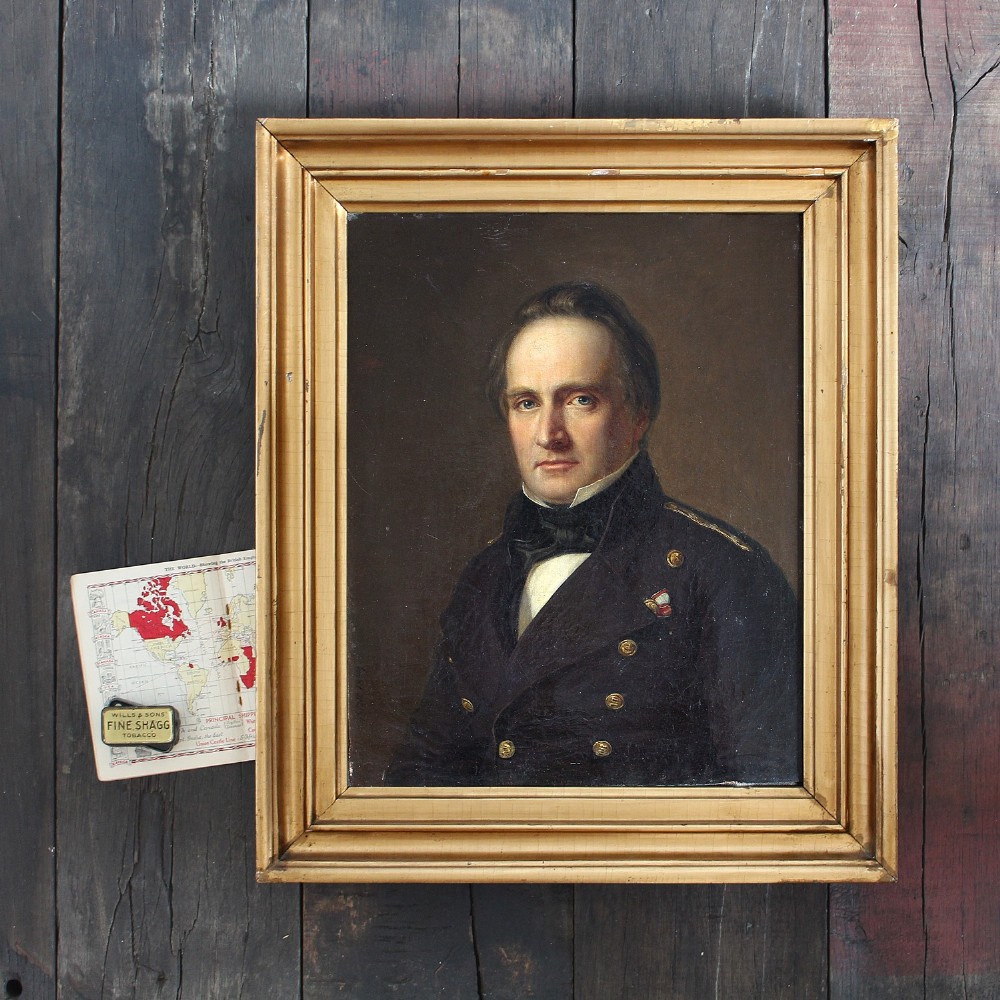 August Schiott, Portrait Of Rear Admiral Jorgen Peter Frederik Wulff, Antique Oil Painting